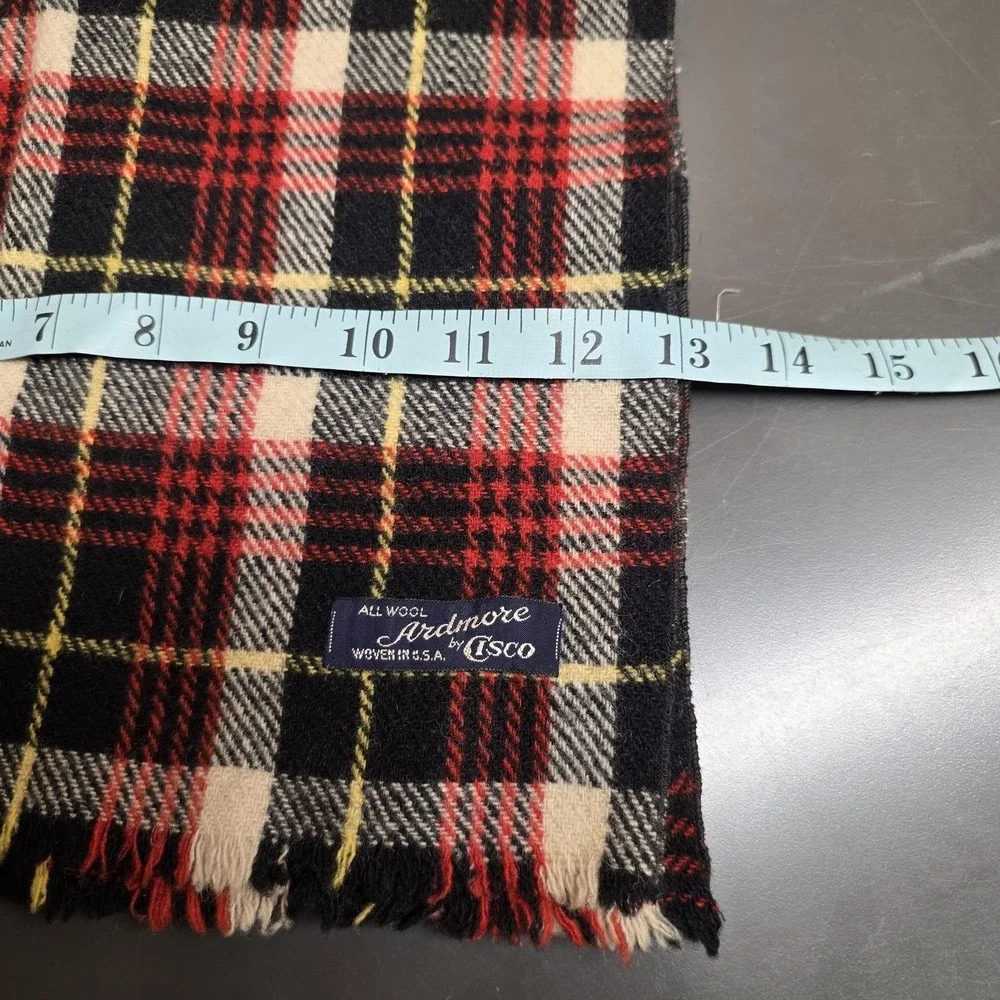 Ardmore By Isco Scarf Women One Size Black Plaid Wool Flannel Tasseled Winter